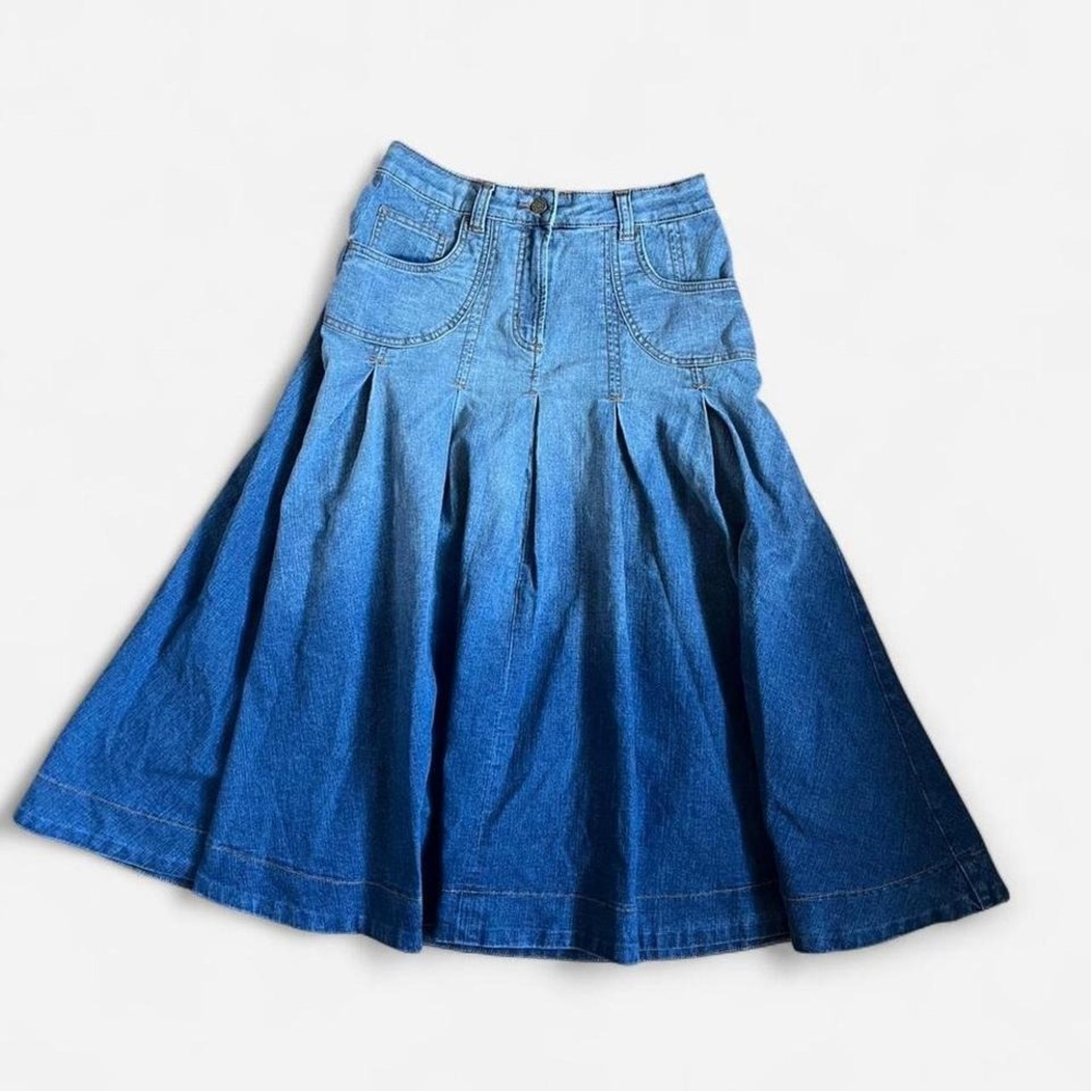 BDG Blue Ombre Denim Midi Skirt - Picture 1 of 5